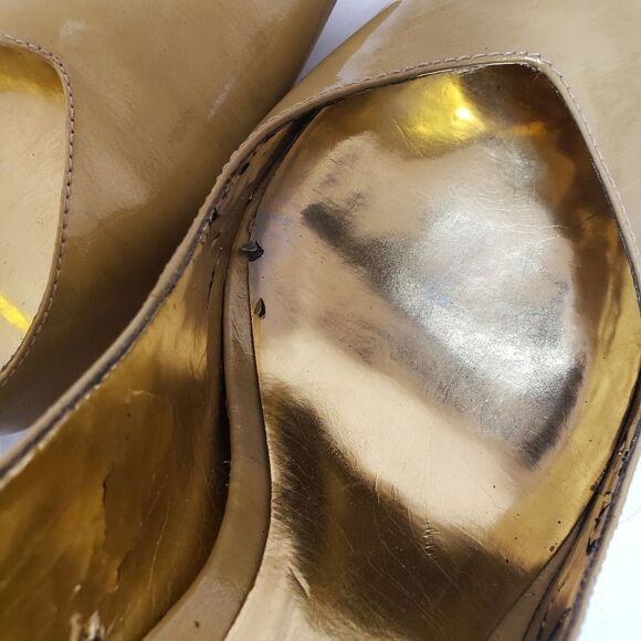 Carlos by Carlos Santana Mustard Patent Leather Open Toe Slingback Sz 8.5M PO-G - Picture 5 of 16